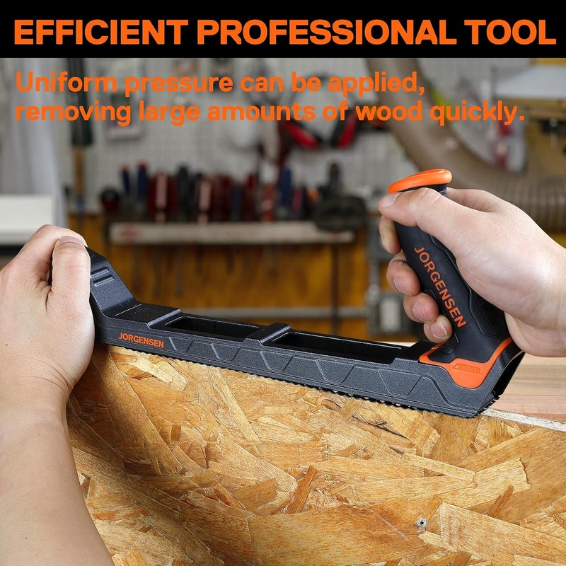 Jorgensen Wood Plane, Professional Surform Plane, Zinc Alloy Die Casting Body, 65MN Sharp Blade, Wood Shaver Tool for Woodworking Rasp - Ergonomic Soft Grip Handle - Image 3